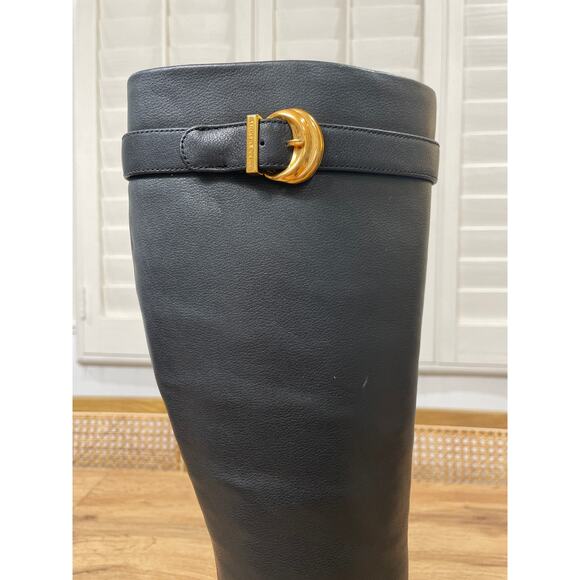 Donna Karan New York Women's Clari Tall Boot Black Leather Gold Heel Size 6 NIB - Picture 15 of 16